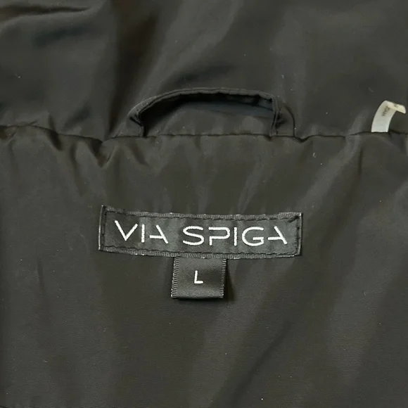 Via Spiga Black Raincoat Womens Size L Loose Fit Swing Lightweight Hooded Lined - Picture 7 of 11